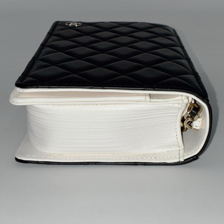 CHANEL シャネル ブックチェーンショルダー ショルダーバッグ マトラッセ ラムスキン ブラック ホワイト ゴールド金具 ★美品★ ★箱・袋・プレート付★