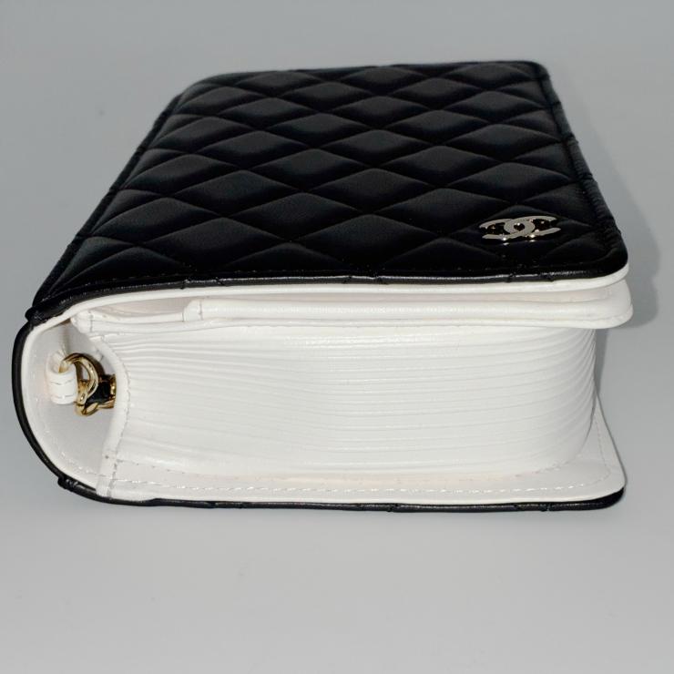 CHANEL シャネル ブックチェーンショルダー ショルダーバッグ マトラッセ ラムスキン ブラック ホワイト ゴールド金具 ★美品★ ★箱・袋・プレート付★