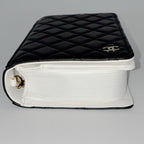 CHANEL シャネル ブックチェーンショルダー ショルダーバッグ マトラッセ ラムスキン ブラック ホワイト ゴールド金具 ★美品★ ★箱・袋・プレート付★