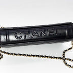 CHANEL シャネル ブックチェーンショルダー ショルダーバッグ マトラッセ ラムスキン ブラック ホワイト ゴールド金具 ★美品★ ★箱・袋・プレート付★