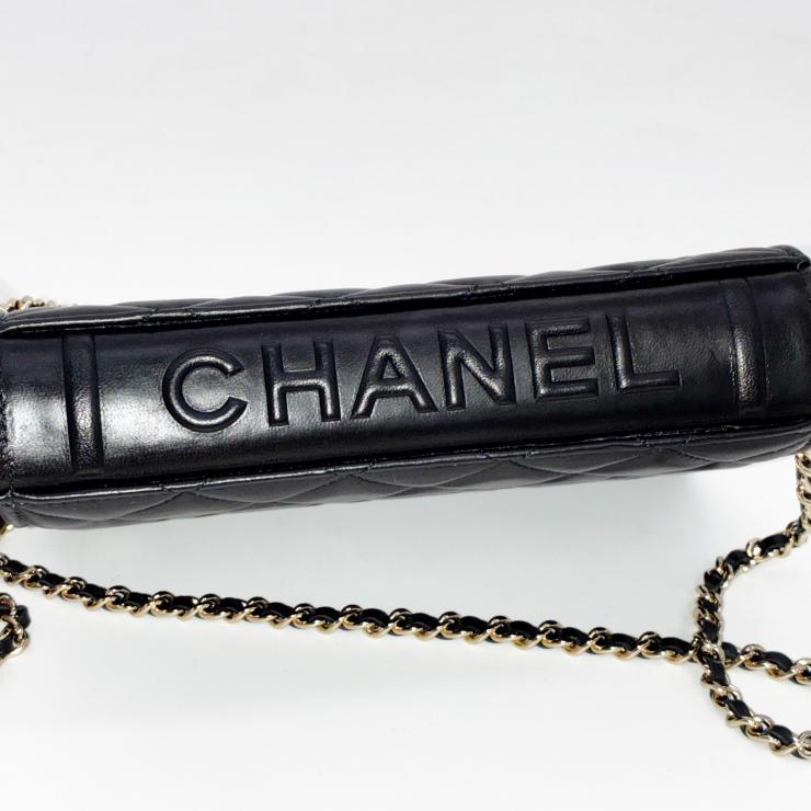 CHANEL シャネル ブックチェーンショルダー ショルダーバッグ マトラッセ ラムスキン ブラック ホワイト ゴールド金具 ★美品★ ★箱・袋・プレート付★