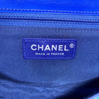 CHANEL シャネル フラフープバッグ ハンドバッグ マトラッセ ラムスキン ブルー ブラック シルバー金具 ★美品★ ★ギャラ付★