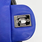 CHANEL シャネル フラフープバッグ ハンドバッグ マトラッセ ラムスキン ブルー ブラック シルバー金具 ★美品★ ★ギャラ付★