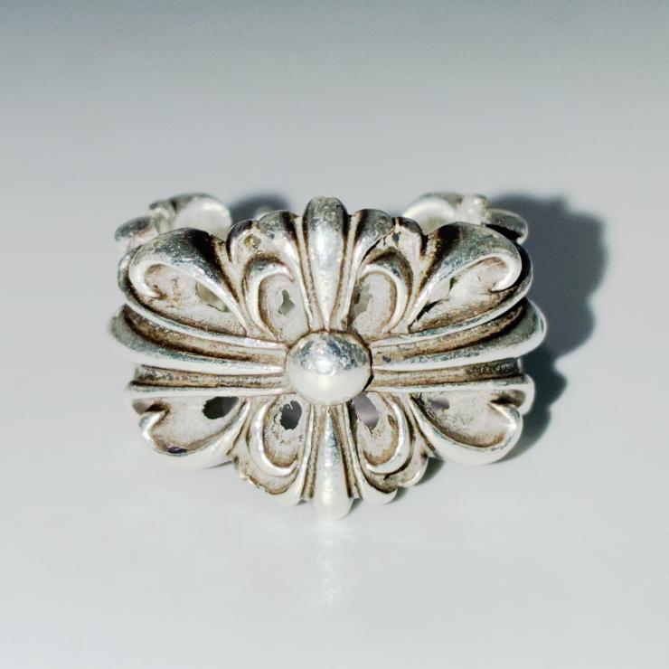 CHROME HEARTS クロムハーツ ダブルフローラルクロス リング 指輪 アクセサリー シルバー SV925 12号 ★美品★