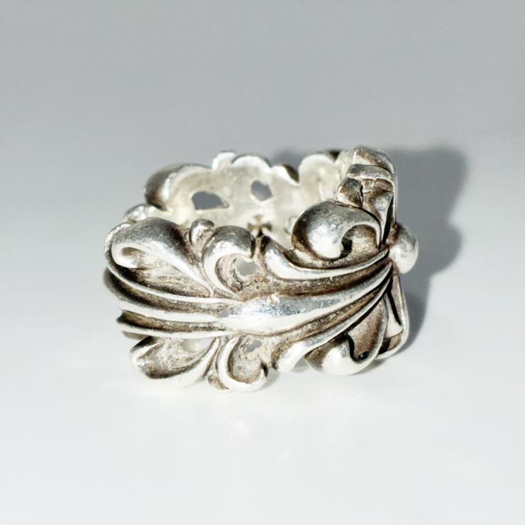 CHROME HEARTS クロムハーツ ダブルフローラルクロス リング 指輪 アクセサリー シルバー SV925 12号 ★美品★