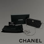 CHANEL シャネル ショルダーバッグ マトラッセ チェーンウォレット ダブルジップ ダブルファスナー ラムスキン ブラック ★中古品★ ギャランティーカード