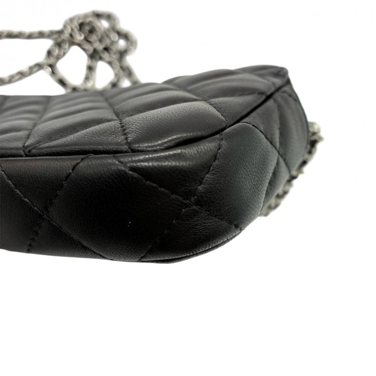 CHANEL シャネル ショルダーバッグ マトラッセ チェーンウォレット ダブルジップ ダブルファスナー ラムスキン ブラック ★中古品★ ギャランティーカード