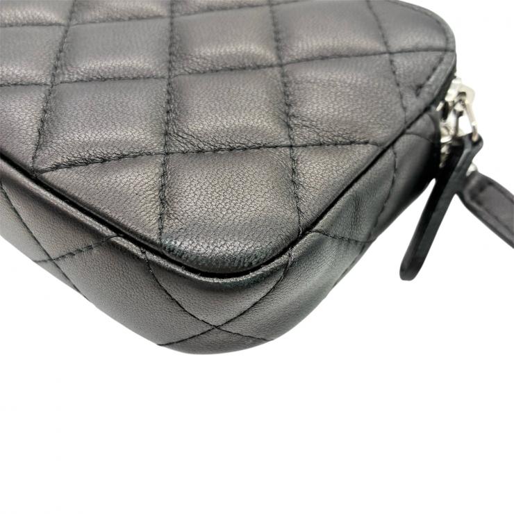 CHANEL シャネル ショルダーバッグ マトラッセ チェーンウォレット ダブルジップ ダブルファスナー ラムスキン ブラック ★中古品★ ギャランティーカード