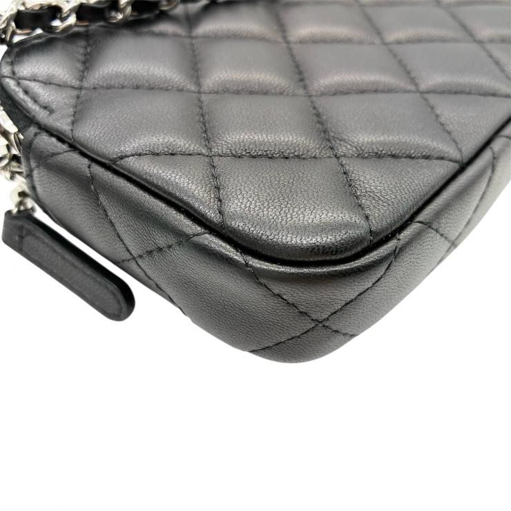 CHANEL シャネル ショルダーバッグ マトラッセ チェーンウォレット ダブルジップ ダブルファスナー ラムスキン ブラック ★中古品★ ギャランティーカード