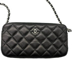CHANEL シャネル ショルダーバッグ マトラッセ チェーンウォレット ダブルジップ ダブルファスナー ラムスキン ブラック ★中古品★ ギャランティーカード