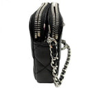 CHANEL シャネル ショルダーバッグ マトラッセ チェーンウォレット ダブルジップ ダブルファスナー ラムスキン ブラック ★中古品★ ギャランティーカード