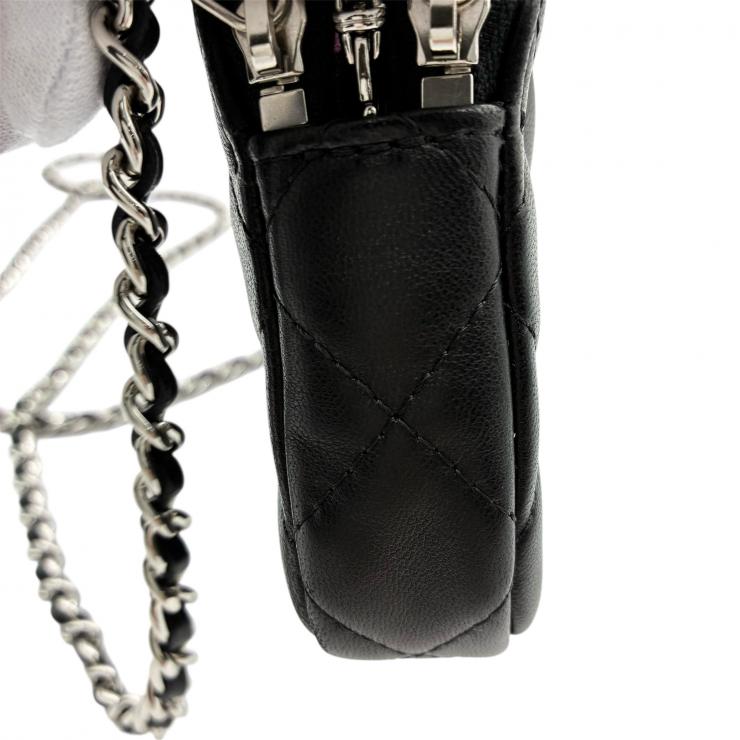 CHANEL シャネル ショルダーバッグ マトラッセ チェーンウォレット ダブルジップ ダブルファスナー ラムスキン ブラック ★中古品★ ギャランティーカード