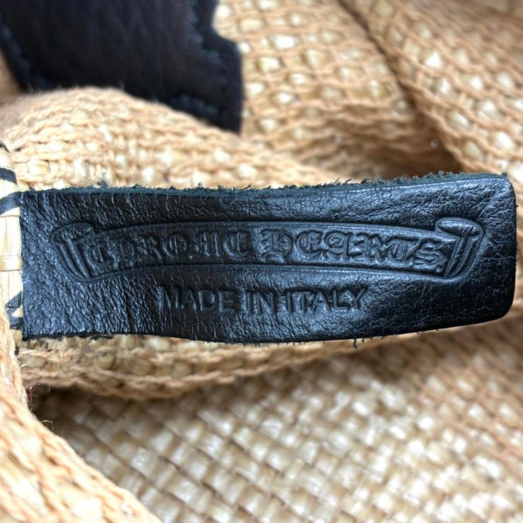 CHROME HEARTS クロムハーツ ビーチ スモール トートバッグ ストロー レザー ベージュ ブラック ★美品★ ★保存袋★