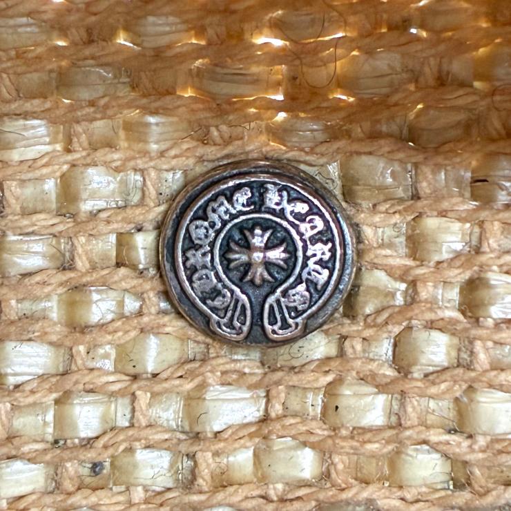 CHROME HEARTS クロムハーツ ビーチ スモール トートバッグ ストロー レザー ベージュ ブラック ★美品★ ★保存袋★
