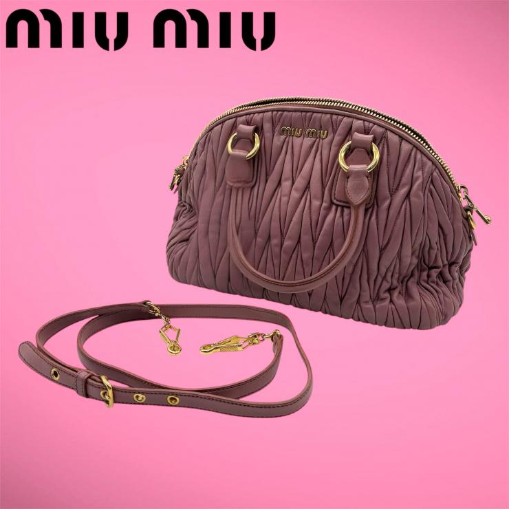 MIUMIU ミュウミュウ ショルダーバッグ マテラッセ レザー ピンク 2way ★中古品★