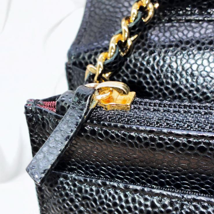 CHANEL シャネル CF WOC チェーンウォレット ショルダーバッグ マトラッセ キャビアスキン ブラック ★美品★ ★箱 袋 ギャラ付★