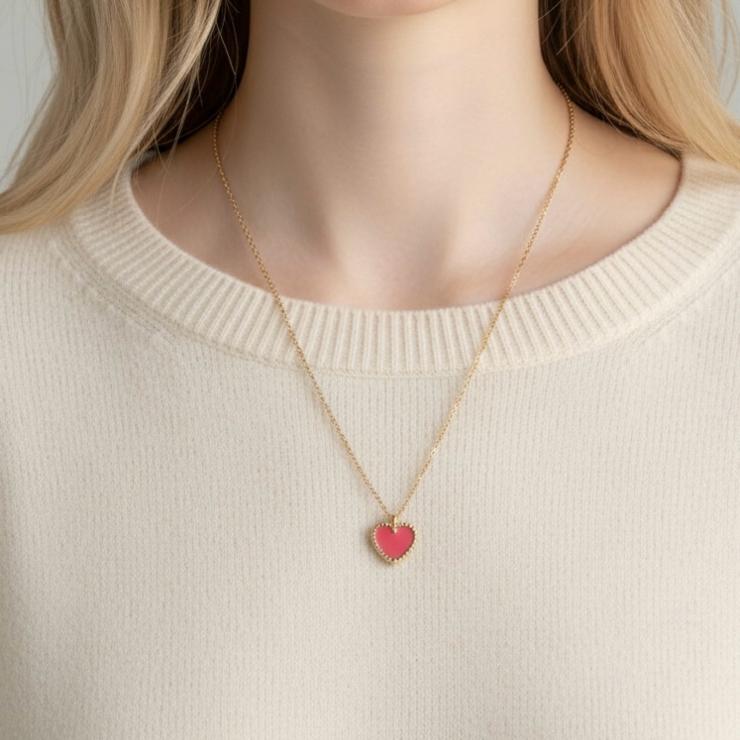 VanCleef ＆ Arpels ヴァンクリーフ＆アーペル ヴァンクリ アルハンブラ スウィート カーネリアン ハート ネックレス Au750 K18 ピンクゴールド ★箱付★★美品★