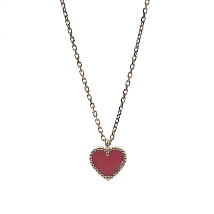 VanCleef ＆ Arpels ヴァンクリーフ＆アーペル ヴァンクリ アルハンブラ スウィート カーネリアン ハート ネックレス Au750 K18 ピンクゴールド ★箱付★★美品★
