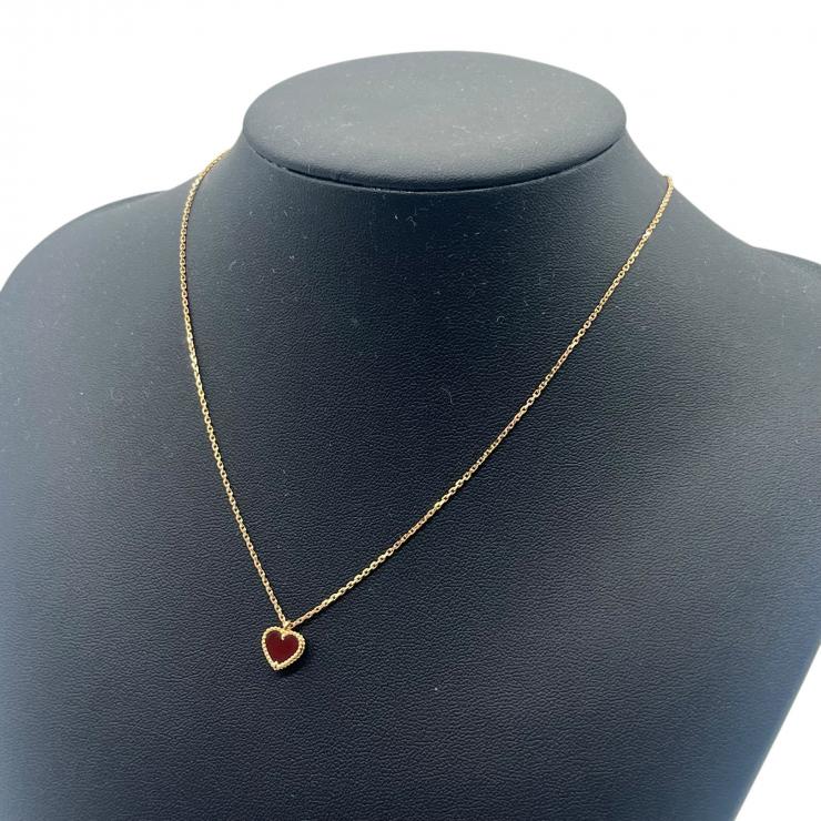 VanCleef ＆ Arpels ヴァンクリーフ＆アーペル ヴァンクリ アルハンブラ スウィート カーネリアン ハート ネックレス Au750 K18 ピンクゴールド ★箱付★★美品★