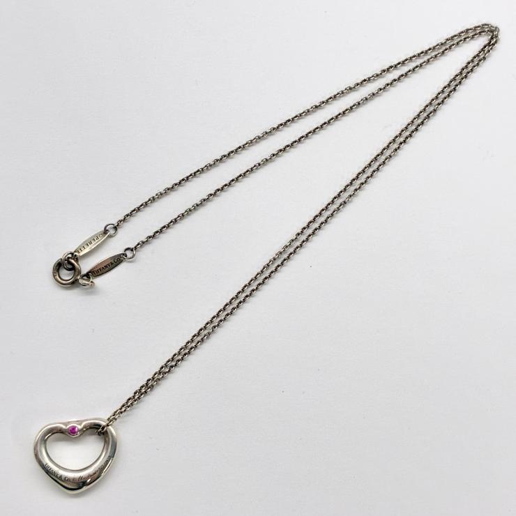 TIFFANY&Co. ティファニー オープンハート ピンクサファイア ネックレス アクセサリー シルバー Silver 925 ★箱・袋付★ ★美品★