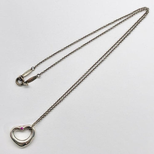 TIFFANY&Co. ティファニー オープンハート ピンクサファイア ネックレス アクセサリー シルバー Silver 925 ★箱・袋付★ ★美品★