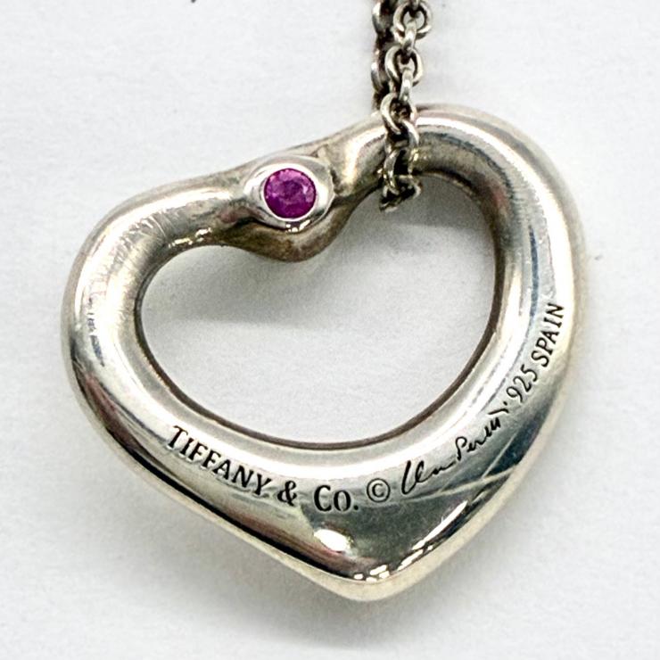 TIFFANY&Co. ティファニー オープンハート ピンクサファイア ネックレス アクセサリー シルバー Silver 925 ★箱・袋付★ ★美品★