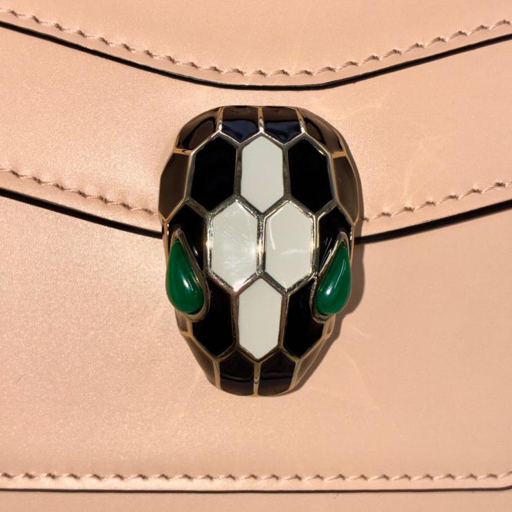 BVLGARI ブルガリ セルペンティ フォーエバー レザー チェーン ショルダー クロスボディバッグ ピンクベージュ ★美品★