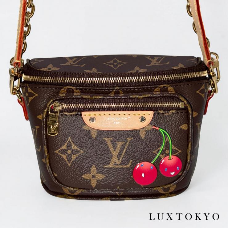 LOUIS VUITTON ルイ・ヴィトン 村上隆 モノグラム ミニ バムバッグ ショルダー M13449 ブラウン RFID反応有 ★極美品★ ★箱、袋付★