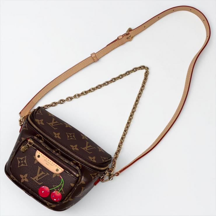 LOUIS VUITTON ルイ・ヴィトン 村上隆 モノグラム ミニ バムバッグ ショルダー M13449 ブラウン RFID反応有 ★極美品★ ★箱、袋付★