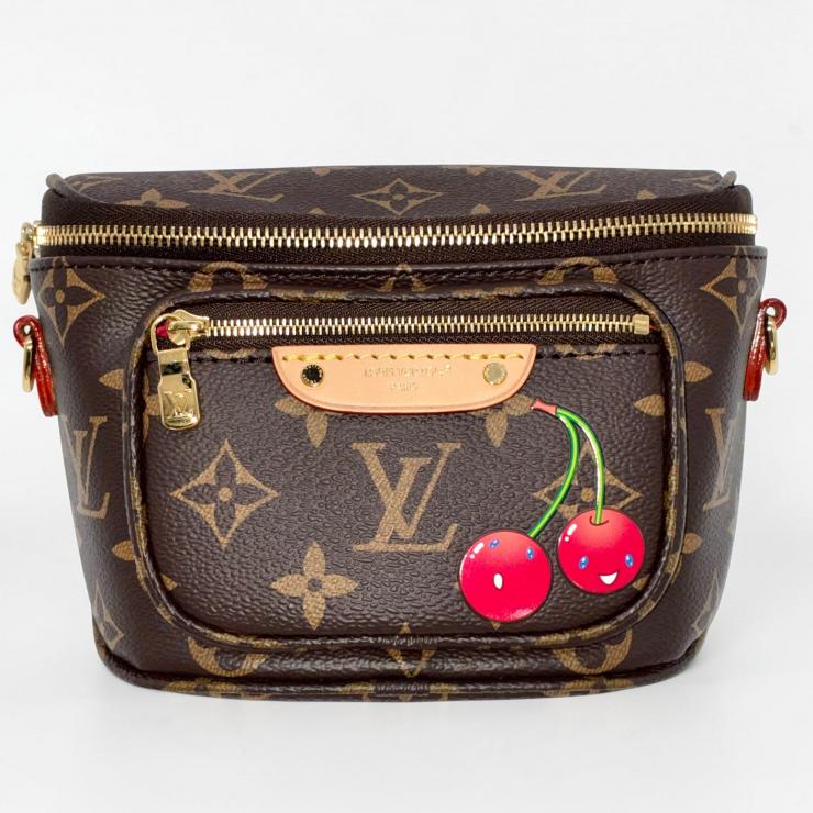LOUIS VUITTON ルイ・ヴィトン 村上隆 モノグラム ミニ バムバッグ ショルダー M13449 ブラウン RFID反応有 ★極美品★ ★箱、袋付★