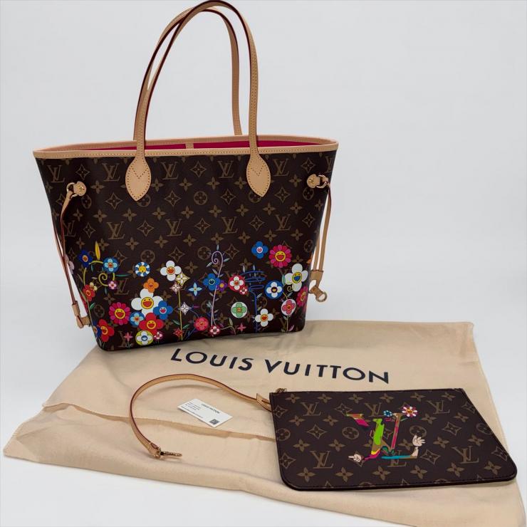 LOUIS VUITTON ルイ・ヴィトン 村上隆 モノグラム ネヴァーフルMM M13271 ブラウン RFID反応有 ★極美品★ ★ポーチ、箱、袋付★