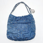CHANEL シャネル 22 ミニ デニム 2WAY ハンドバッグ ショルダー チェーンストラップ ランダムプレート シルバーカラー金具 ブルー ★美品★ ★付属品付★
