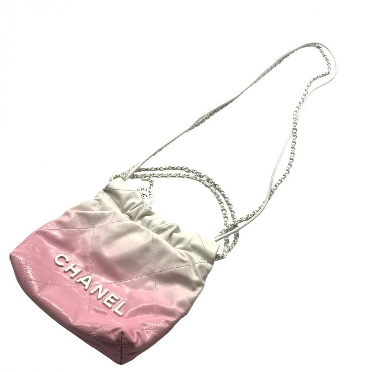 CHANEL シャネル シャネル22 ミニ ハンドバッグ ショルダーバッグ 2WAY ラムスキン ピンク ホワイト ランダムプレート ★美品★