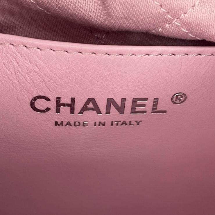 CHANEL シャネル シャネル22 ミニ ハンドバッグ ショルダーバッグ 2WAY ラムスキン ピンク ホワイト ランダムプレート ★美品★