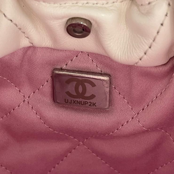 CHANEL シャネル シャネル22 ミニ ハンドバッグ ショルダーバッグ 2WAY ラムスキン ピンク ホワイト ランダムプレート ★美品★