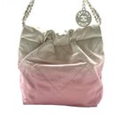 CHANEL シャネル シャネル22 ミニ ハンドバッグ ショルダーバッグ 2WAY ラムスキン ピンク ホワイト ランダムプレート ★美品★