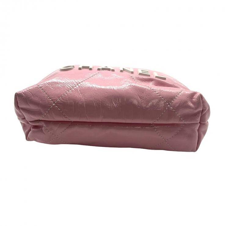 CHANEL シャネル シャネル22 ミニ ハンドバッグ ショルダーバッグ 2WAY ラムスキン ピンク ホワイト ランダムプレート ★美品★