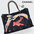 CHANEL シャネル 夜間飛行 ナイトフライト チェーン トートバッグ デニム ゴールド金具 チャーム付 10番台 ★希少★ ★美品★