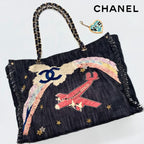 CHANEL シャネル 夜間飛行 ナイトフライト チェーン トートバッグ デニム ゴールド金具 チャーム付 10番台 ★希少★ ★美品★