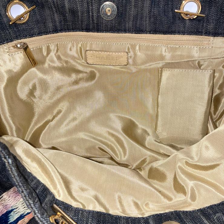 CHANEL シャネル 夜間飛行 ナイトフライト チェーン トートバッグ デニム ゴールド金具 チャーム付 10番台 ★希少★ ★美品★