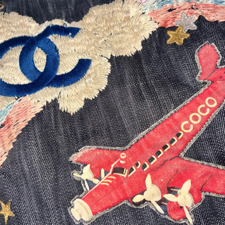 CHANEL シャネル 夜間飛行 ナイトフライト チェーン トートバッグ デニム ゴールド金具 チャーム付 10番台 ★希少★ ★美品★