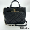 CHANEL シャネル ビジネスアフィニティ マトラッセ キャビアスキン 2WAY ハンドバッグ ショルダー ゴールド金具 ブラック ★美品★