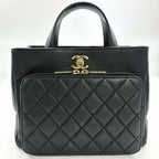 CHANEL シャネル ビジネスアフィニティ マトラッセ キャビアスキン 2WAY ハンドバッグ ショルダー ゴールド金具 ブラック ★美品★