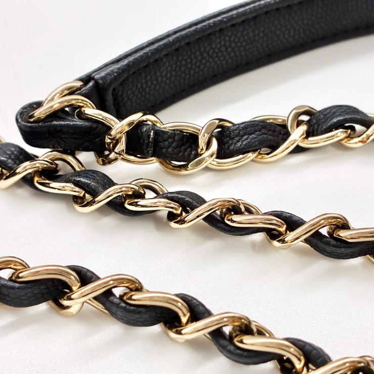 CHANEL シャネル ビジネスアフィニティ マトラッセ キャビアスキン 2WAY ハンドバッグ ショルダー ゴールド金具 ブラック ★美品★