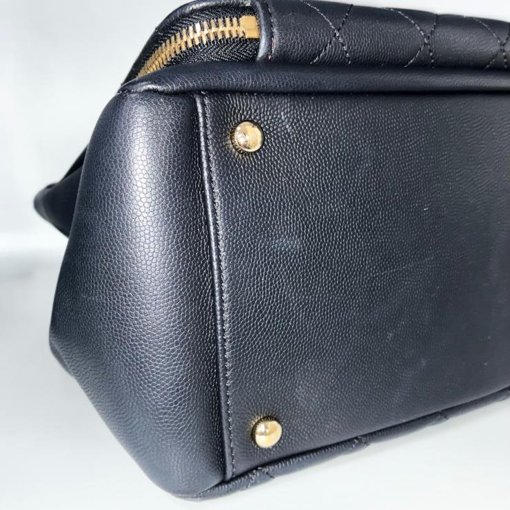 CHANEL シャネル ビジネスアフィニティ マトラッセ キャビアスキン 2WAY ハンドバッグ ショルダー ゴールド金具 ブラック ★美品★