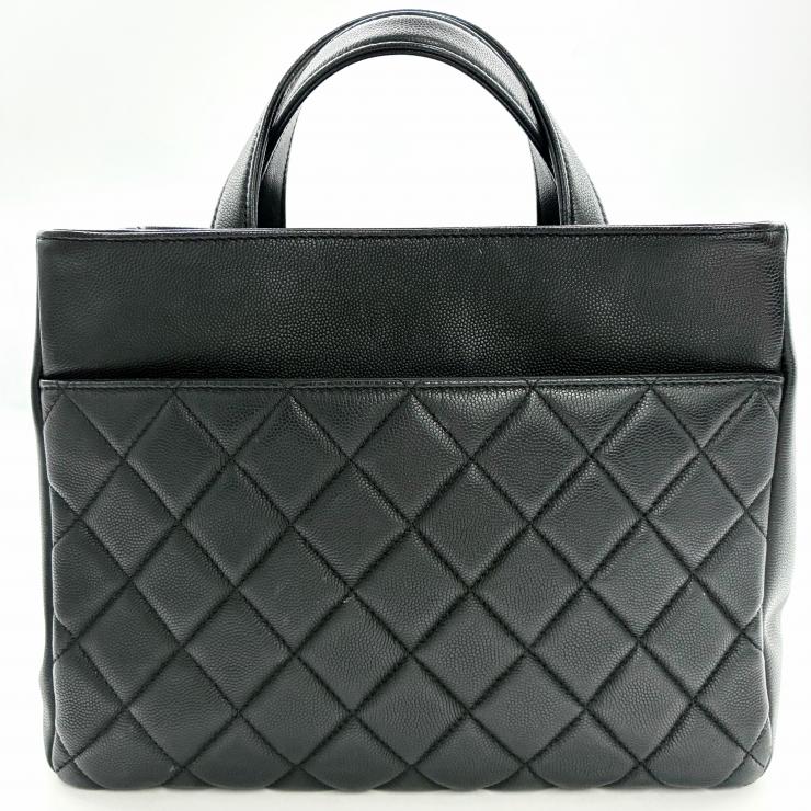 CHANEL シャネル ビジネスアフィニティ マトラッセ キャビアスキン 2WAY ハンドバッグ ショルダー ゴールド金具 ブラック ★美品★