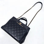 CHANEL シャネル ビジネスアフィニティ マトラッセ キャビアスキン 2WAY ハンドバッグ ショルダー ゴールド金具 ブラック ★美品★