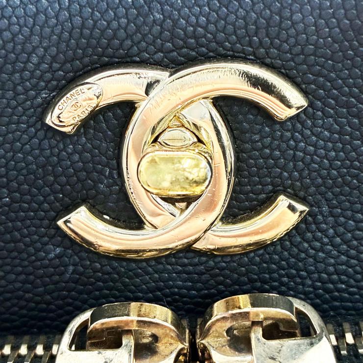 CHANEL シャネル ビジネスアフィニティ マトラッセ キャビアスキン 2WAY ハンドバッグ ショルダー ゴールド金具 ブラック ★美品★