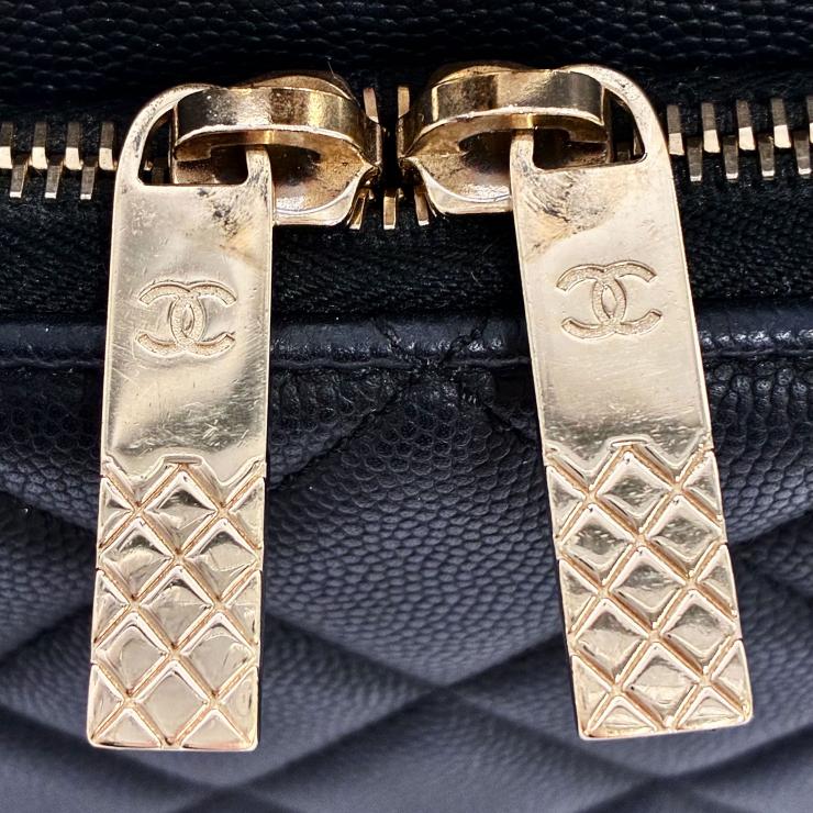CHANEL シャネル ビジネスアフィニティ マトラッセ キャビアスキン 2WAY ハンドバッグ ショルダー ゴールド金具 ブラック ★美品★