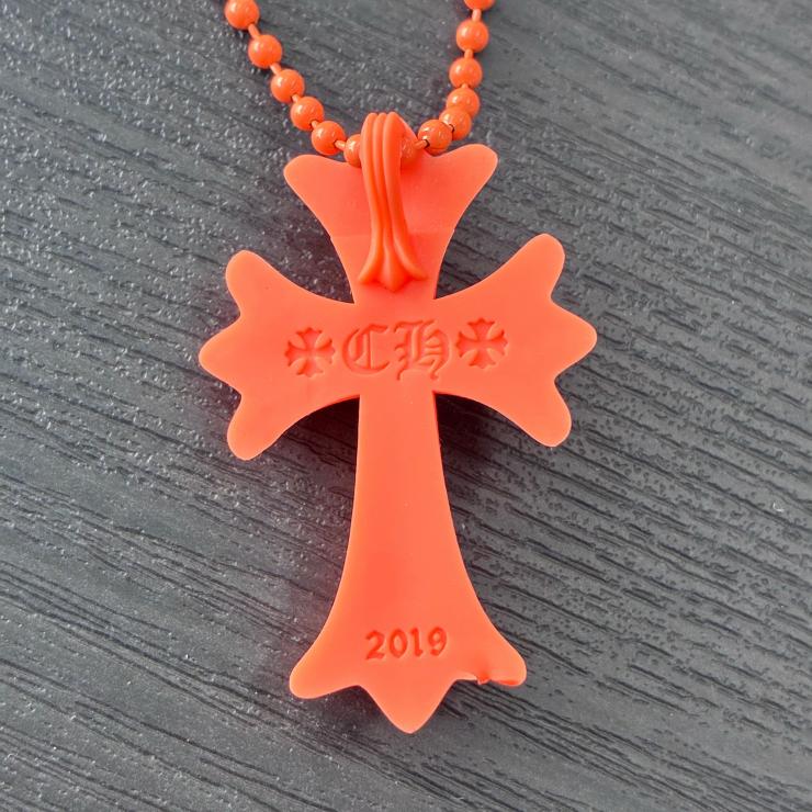 CHROME HEARTS クロムハーツ ラバー CHクロス ネックレス オレンジ ボールチェーン アクセサリー